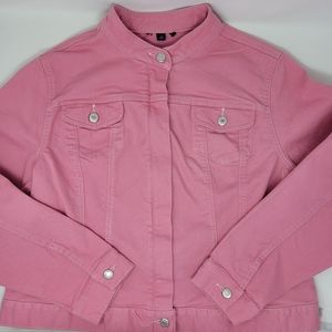 XL Pink Jean Jacket Bling Light House on Back